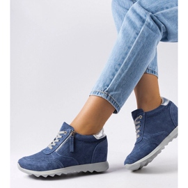 Inna Baskets compensées en daim bleu de Raite 1