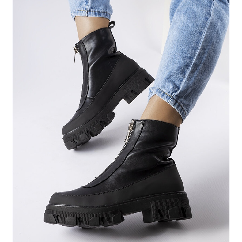 Bottines épaisses noires de Morley le noir 1