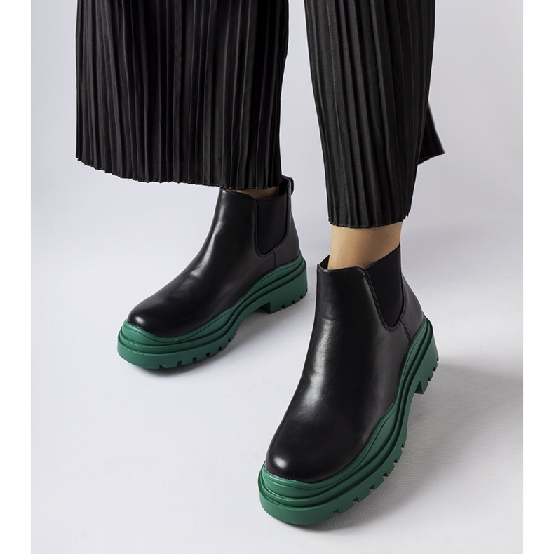 Bottines noires sur plateforme Marinone colorée 1