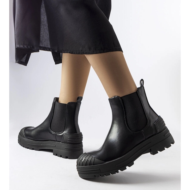 Bottes de travail noires avec inserts en caoutchouc de Lange le noir 1