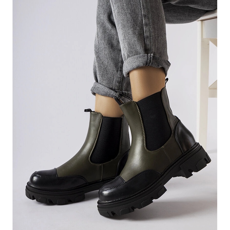 Inna Bottines à enfiler noires et vertes d'Albany 1