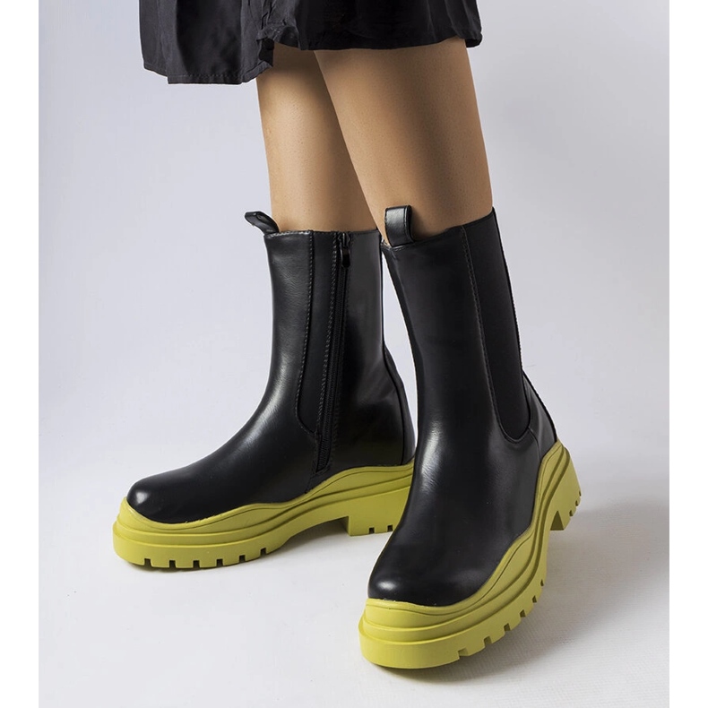 Bottines noires à semelle colorée de Delebio le noir 1