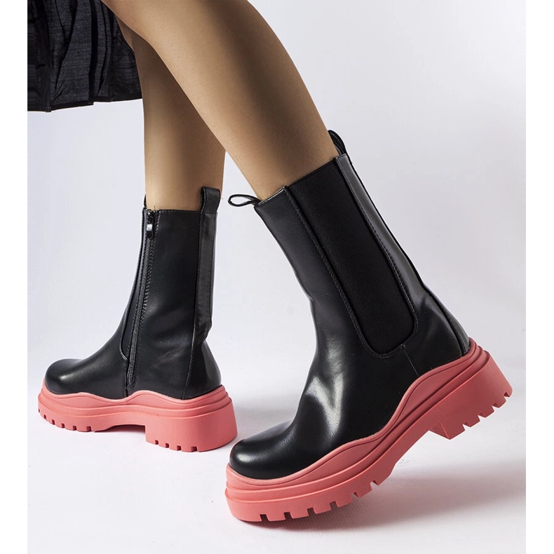 Bottines noires à semelle colorée de Delebio le noir 1