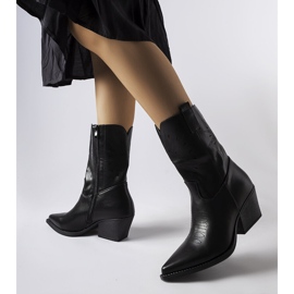 Bottes de cowboy noires avec tige Leopardi ornée le noir 1 Bottes de cowboy noires avec tige Leopardi ornée le noir 1