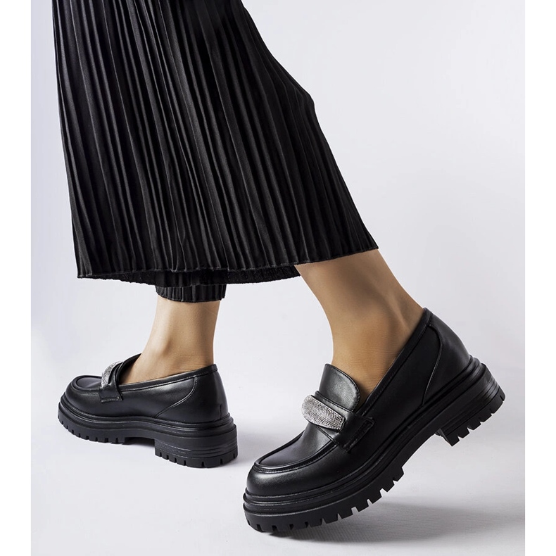 Mocassins noirs avec strass de Hartford 1