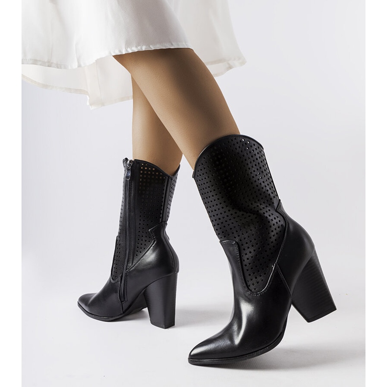 Santiags noires ajourées de Raiano le noir 1