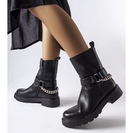 Bottines noires ajourées avec chaîne de Procopio le noir 1