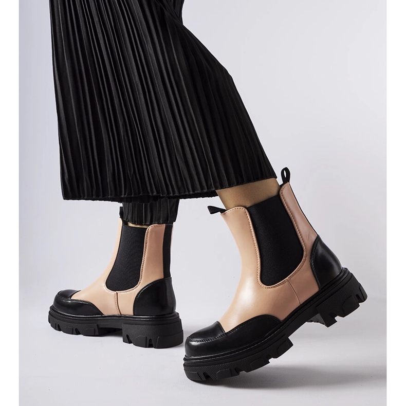 Bottines à enfiler noires et roses d'Albany 1