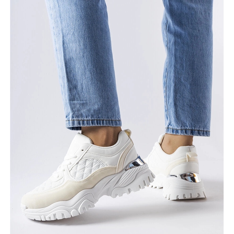 Inna Baskets blanches avec empiècement argenté d'Esquibel 1