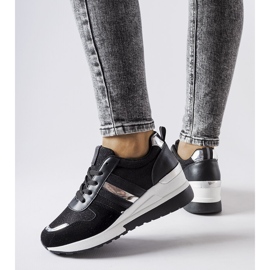 Inna Baskets compensées noires et argentées de Titusville 1