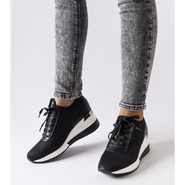 Inna Baskets compensées noires à strass de Vala 1