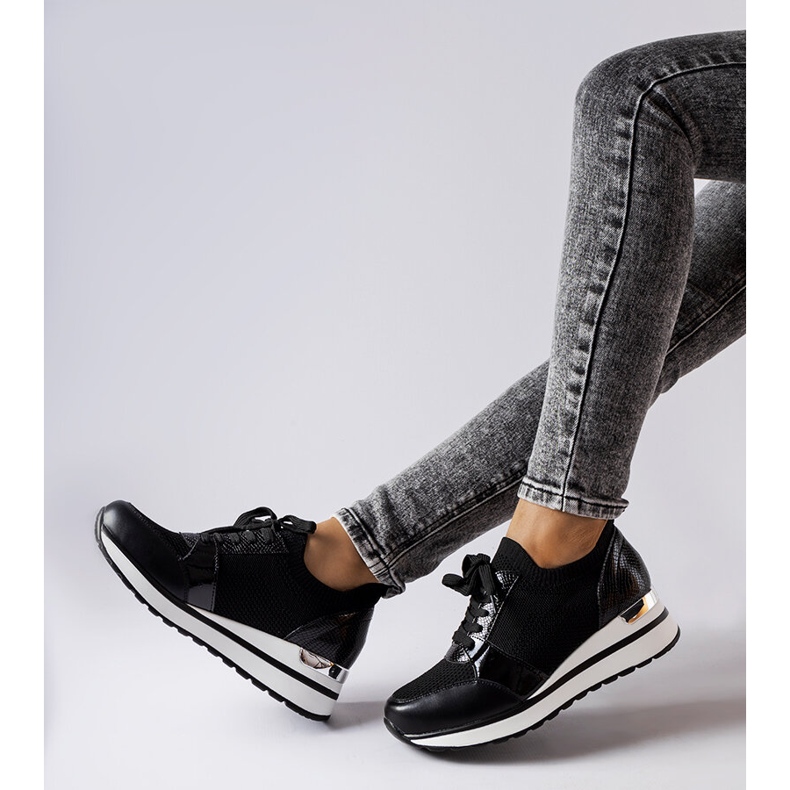 Inna Baskets compensées noires de Bellante le noir 1