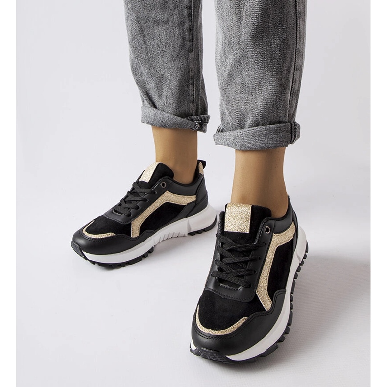 Inna Baskets noires à décoration pailletée de Busso le noir 1