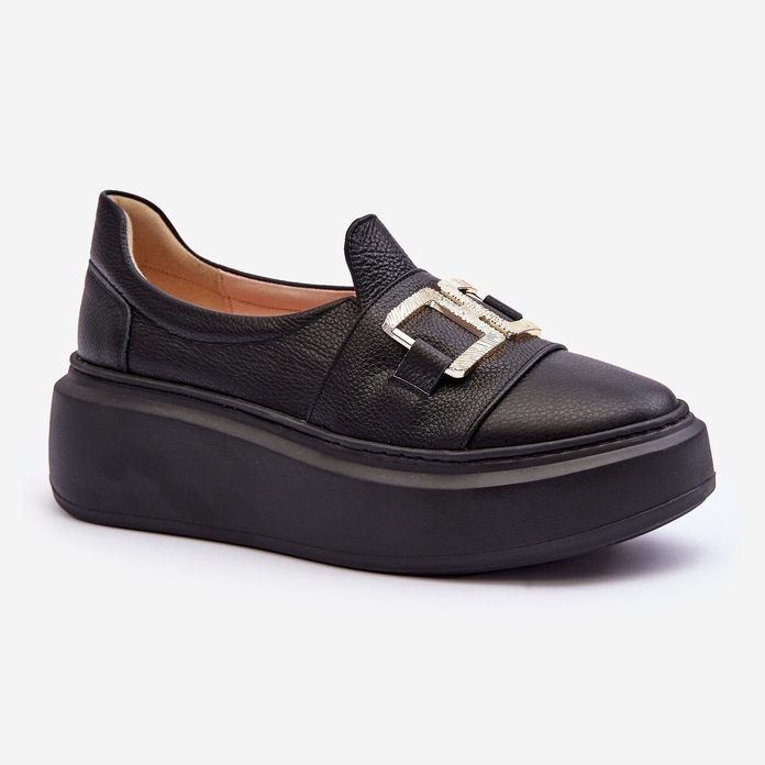 Lewski Shoes Chaussures en cuir pour femmes sur la plateforme noir Lewski 3398/2 1