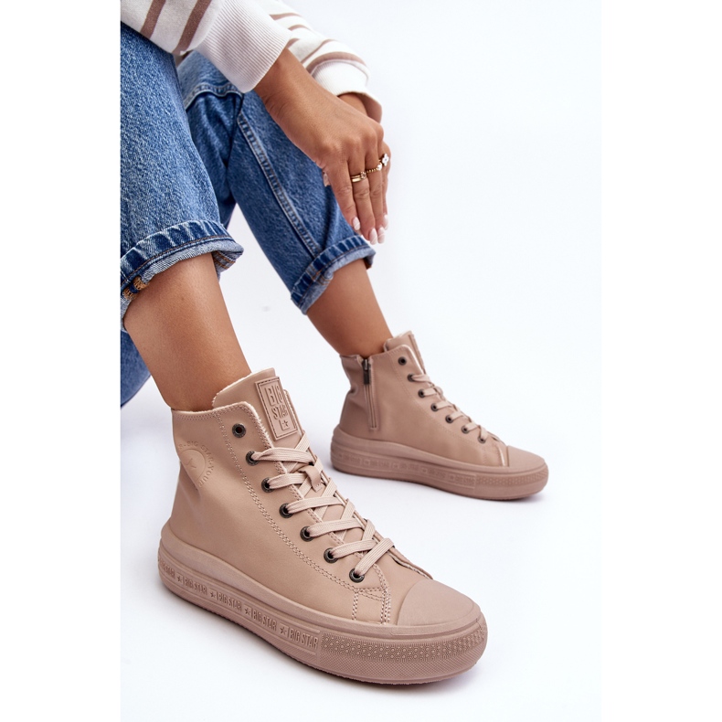 Baskets isolées à fermeture éclair pour femmes Beige Big Star MM274022 1 Baskets isolées à fermeture éclair pour femmes Beige Big Star MM274022 1