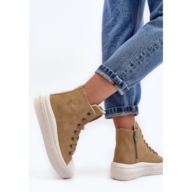 Baskets isolées à fermeture éclair pour femmes Camel Big Star MM274026 beige 1 Baskets isolées à fermeture éclair pour femmes Camel Big Star MM274026 beige 1