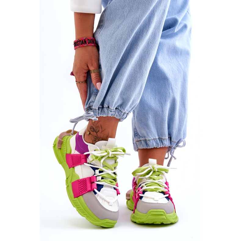 Seastar Chaussures de sport à lacets à la mode pour femmes, vert-rose multicolore 4