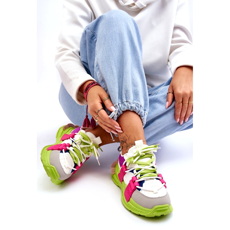 Seastar Chaussures de sport à lacets à la mode pour femmes, vert-rose multicolore 3