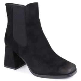 Bottines en daim sur talon décoratif Potocki W WOL193A, noir le noir 1