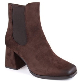 Bottines en daim sur talon décoratif Potocki W WOL193B marron brun 1