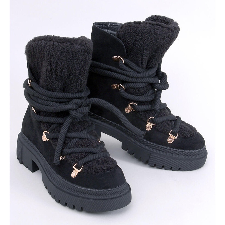 Bottes de neige en peau de mouton noir Shea 1