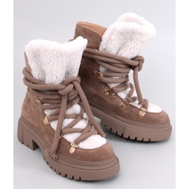 Boots de neige en peau de mouton Karité Kaki brun 1