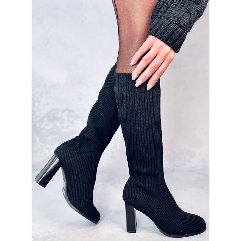 Claudia Bottines chaussettes noires à talons hauts 2