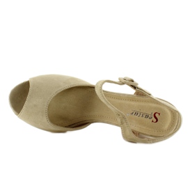 Sandales compensées avec broderie R93 Beige 5