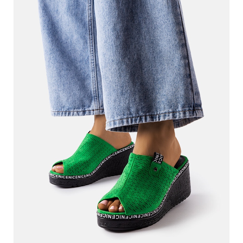 Sandales compensées vertes Fulvia 1