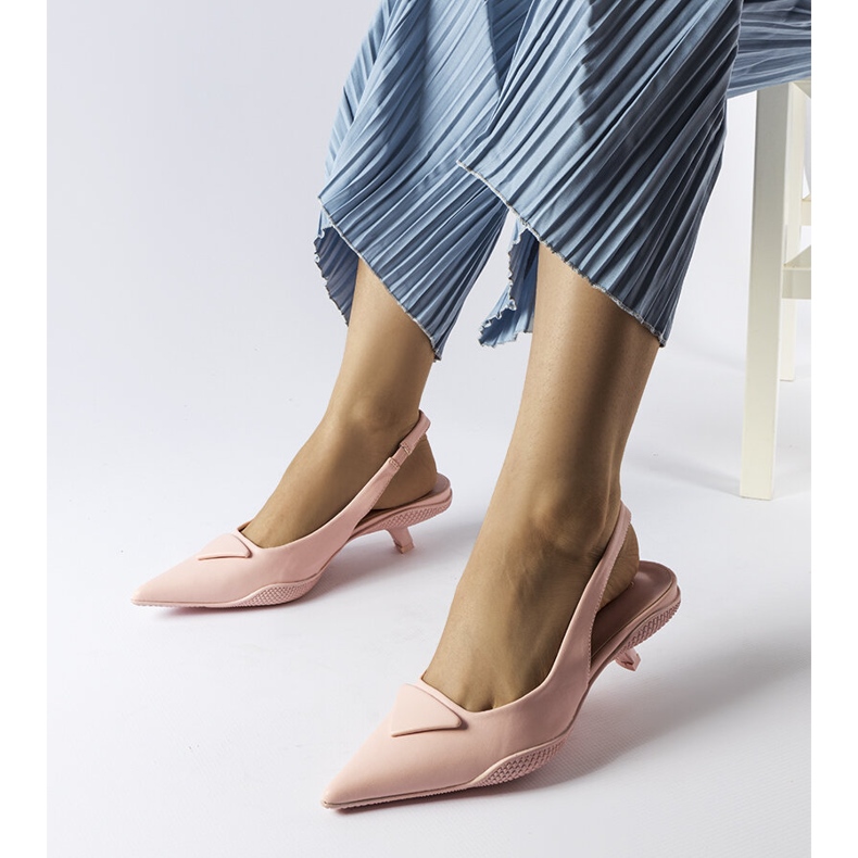 Sandales roses à petits talons Labonté blanc 1