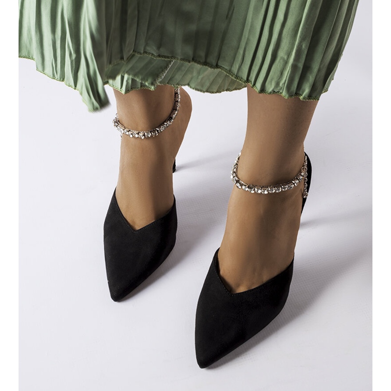 Sandales noires à talons strass Claude 1