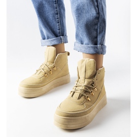 Bottines à plateforme à lacets beiges de Jolin 1