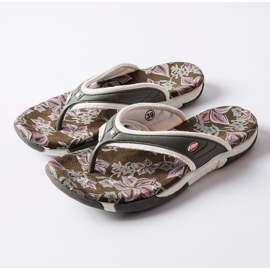 Tongs grises en textile à fleurs Felix 1