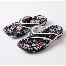 Tongs Feliksa en textile noir à fleurs 2