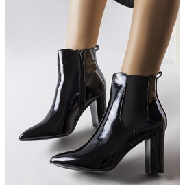 Bottes vernies noires sur le poteau de Dolla 1