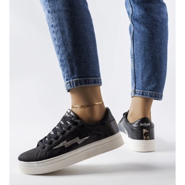 Baskets noires imitation serpent Vernadeau le noir 1