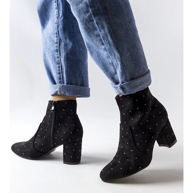 Boots Suvi en daim noir avec strass le noir 1