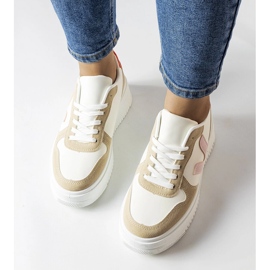 Baskets blanches avec empiècement Plouffe rose 1