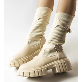 Bottes élégantes beiges avec dessus élastique d'Ida 1
