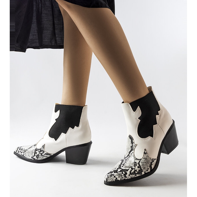 Santiags blanches isolées à motif serpent Goulet 1