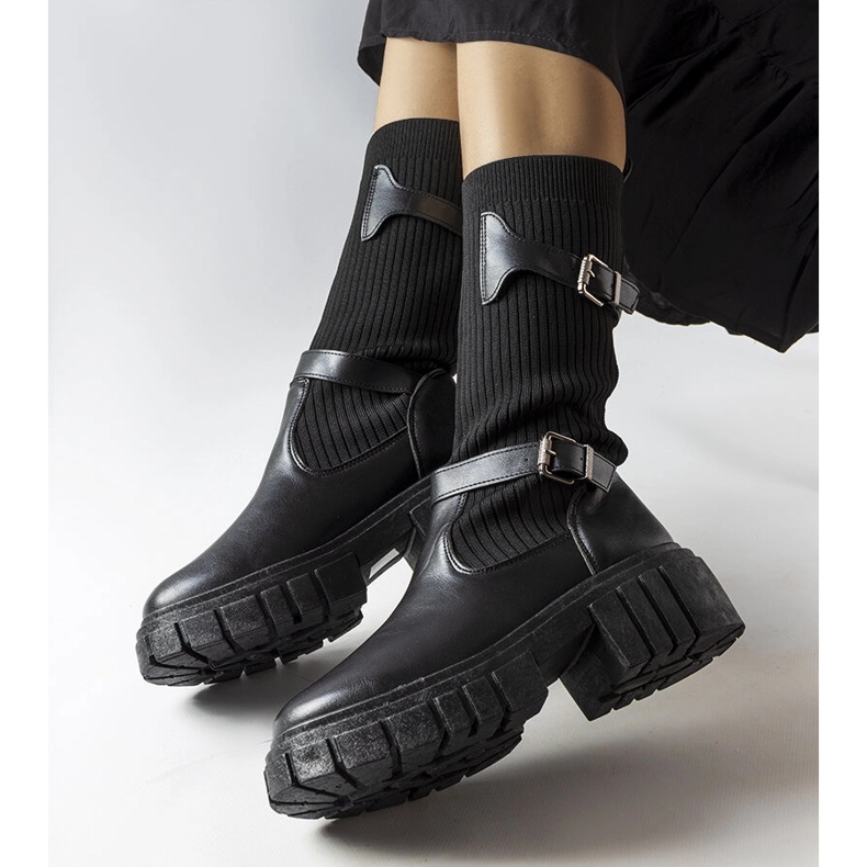Bottes élégantes noires avec dessus élastique d'Ida le noir 1