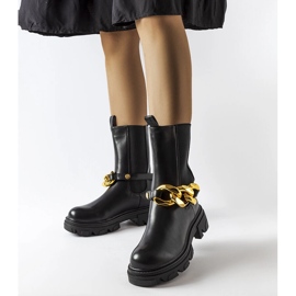 Bottines noires avec chaîne de Genoveffa le noir 1