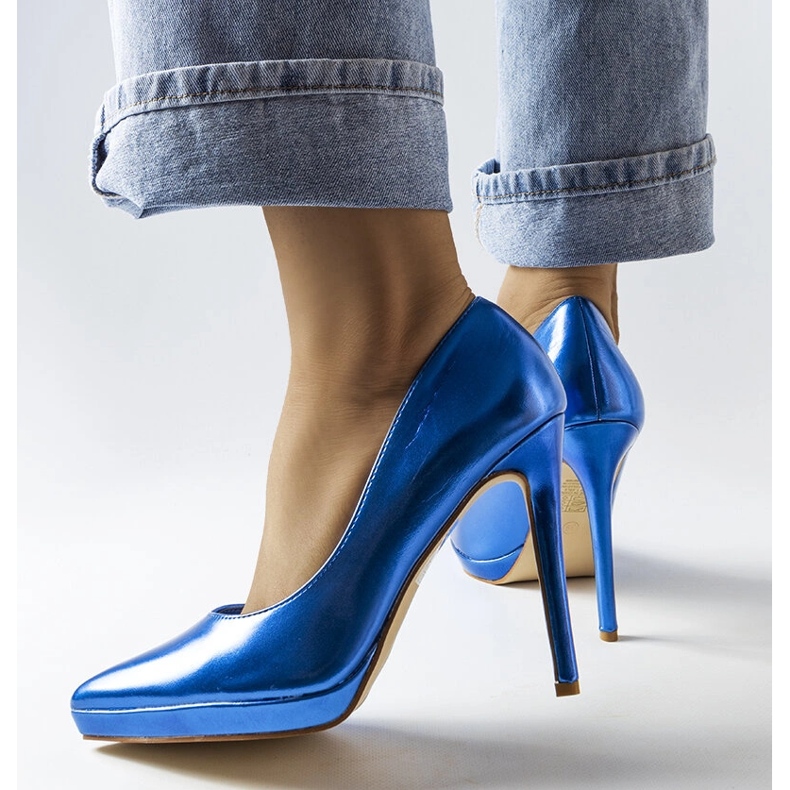 Escarpins bleu miroir Kristin 1