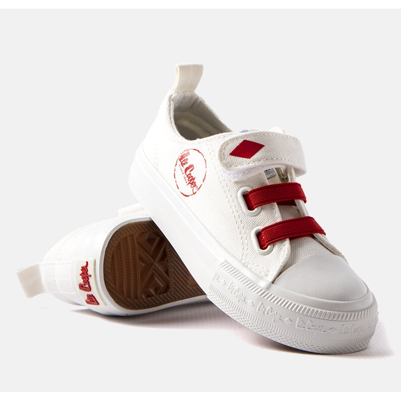 Baskets Lee Cooper blanches et rouges pour enfants 1