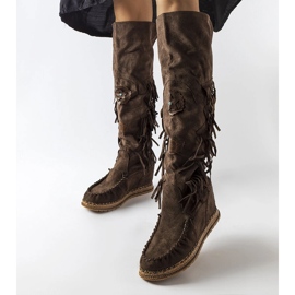 Inna Bottes compensées marron foncé de Cascia brun 1