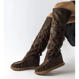 Inna Bottes compensées marron foncé de Cascia brun 2