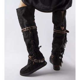 Inna Bottes compensées noires de Novella le noir 1
