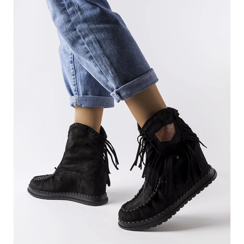 Inna Bottes compensées noires de Giudice 1