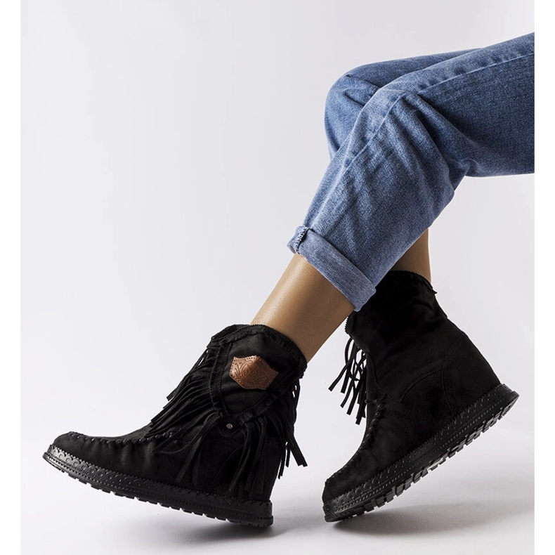 Inna Bottes compensées noires de Giudice le noir 2