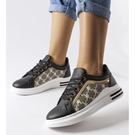 Inna Baskets noires avec insert doré d'Agostina le noir 1